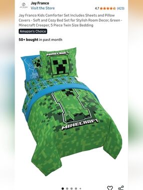 Minecraft Creeper Twin Bedding Set - Green